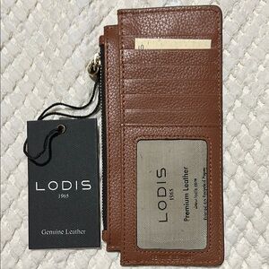 Lodis Brown and Beige Leather Card Holder